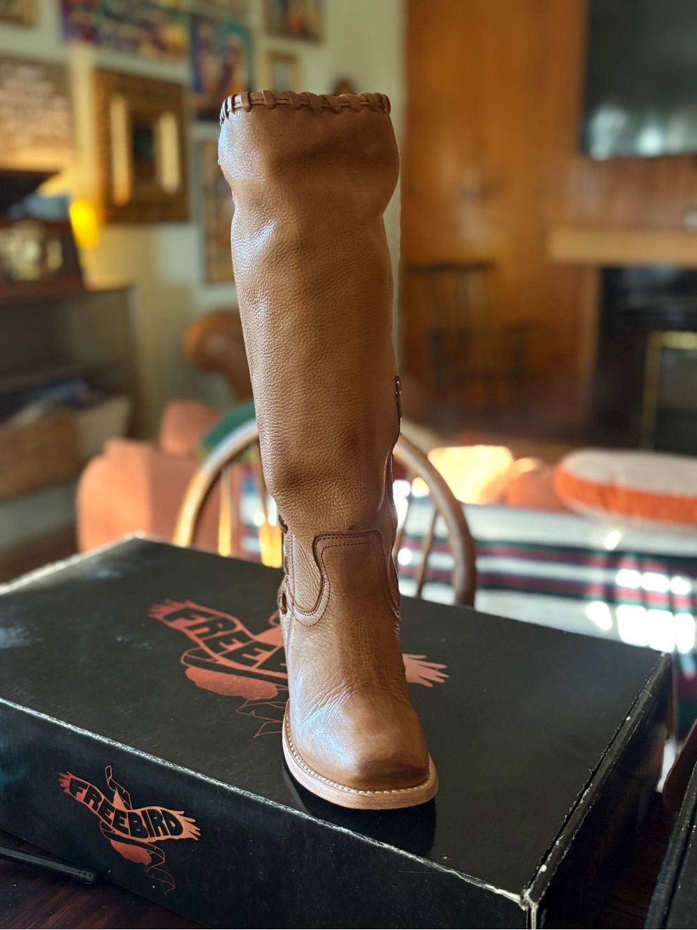 Freebird by Steven Dillon Tall Lace-Up Leather Boots - Wheat - Picture 3 of 5